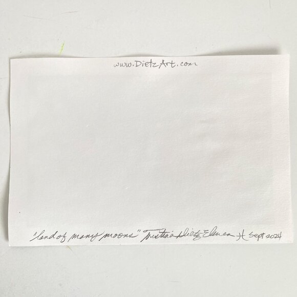 Land of Many Moons Original Mixed Media Wall Art Painting 8x10in Matted - Picture 7 of 7